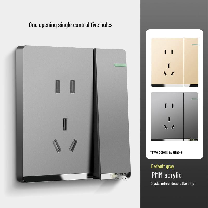 Dual-Gang 86 Type Wall Socket Panel with Double-Control Switch