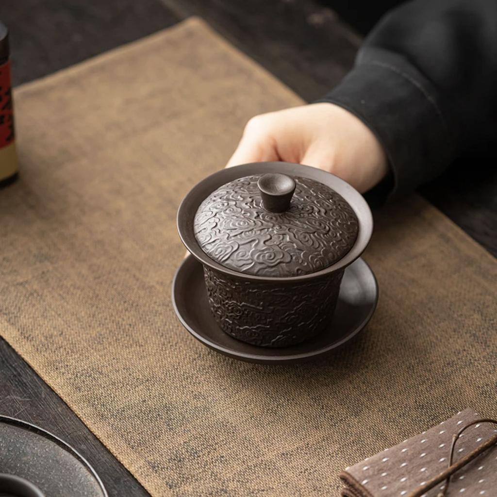 2026 Original Gaiwan Clouds Purple Clay Tea Tureen High Grade Large Tea Cup Suit Business Customers Home Gathering Chinese Type