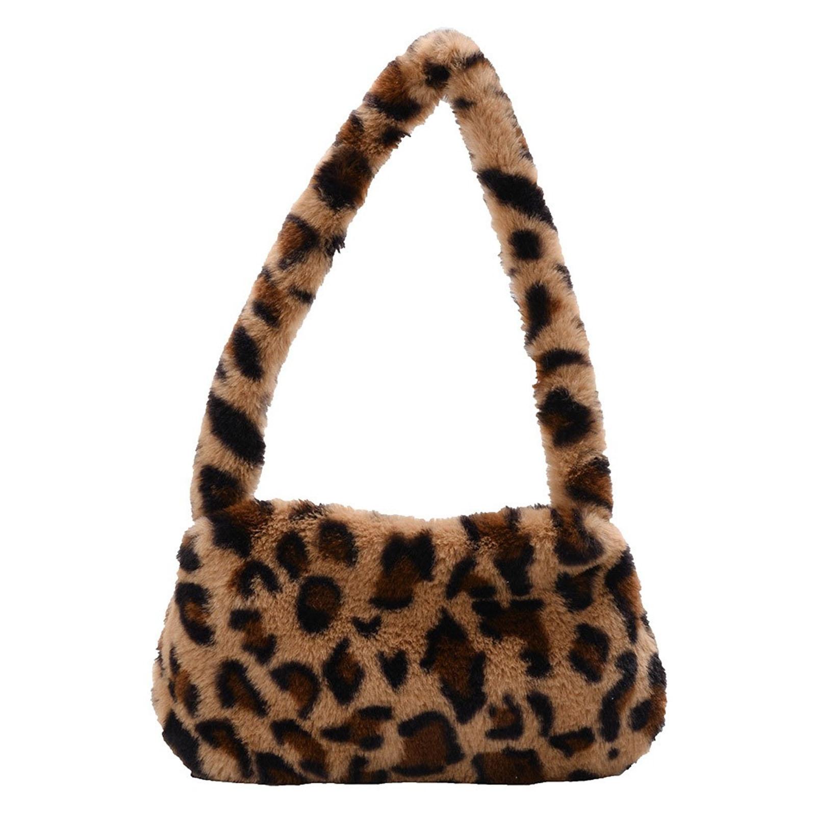 

Сумки через плечо для женщин и девочек, плюшевая сумка с рисунком животных, сумка через плечо на осень и зиму с верхней ручкой 7