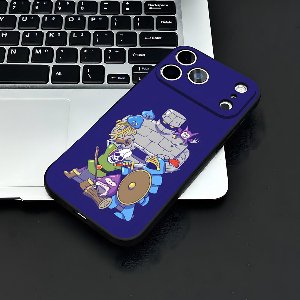 D-dragon Q-Quest Slime Phone Case For IPhone 17 Air 16 E Pro Max 15 14 13 Mini 12 Pro 11 Max Plus Black Soft Shell