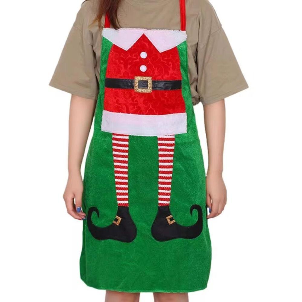 Cartoon Santa Claus Apron Velvet Kitchen Cooking Apron Gift Christmas Aprons  Festive
