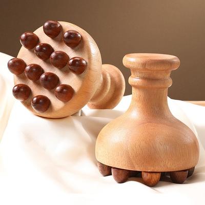 12 Beads Wooden Mushroom Massager Anti Cellulite Eliminate Local Fat Acupoint Meridian Brush Portable Anti-static Gua Sha Brush