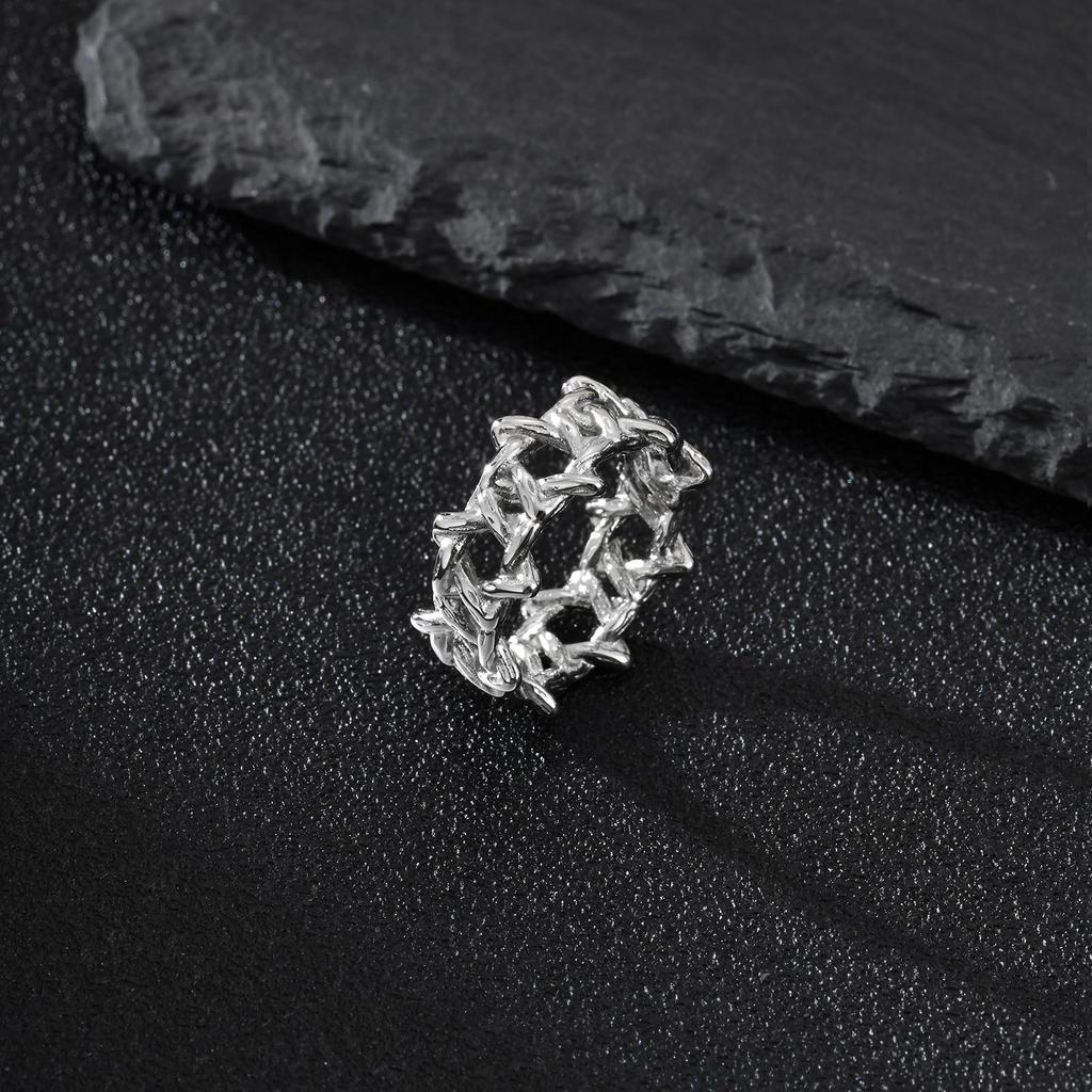 Anello Personalità in Acciaio Inossidabile con Spine Irregolari per Uomo, Anello Stella a Sei Punte con Texture Punk Retrò, Gioielli Geometrici Hip-hop