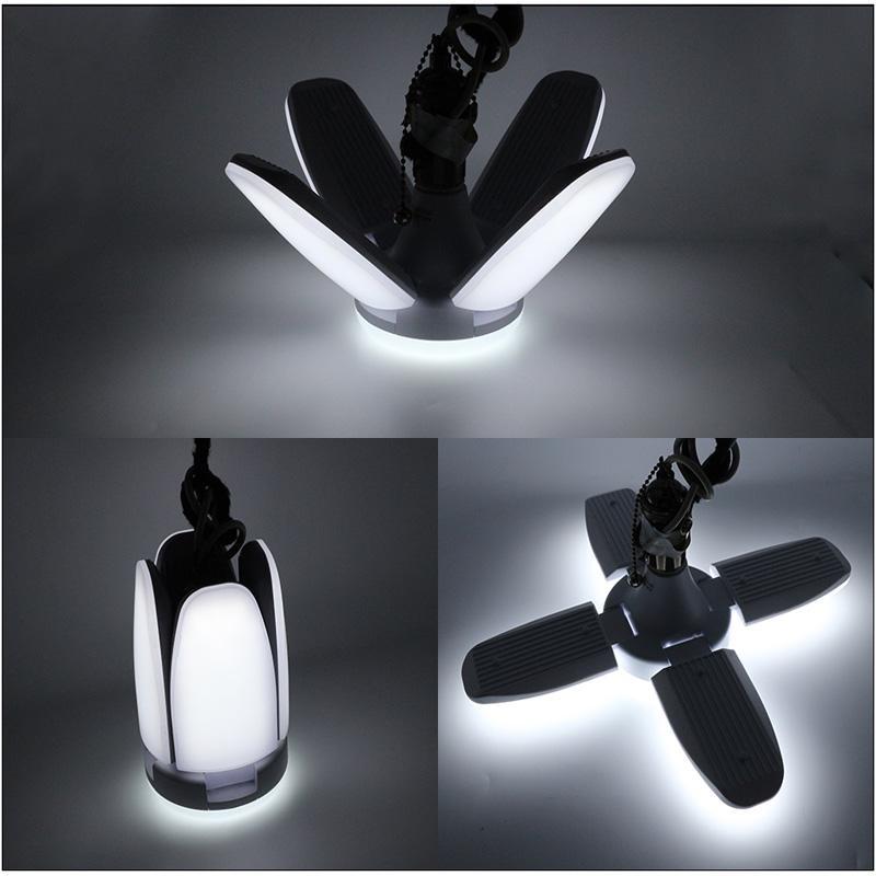 Kısmasız 60W LED Ampul E27 B22 220V SMD2835 Süper Parlak Katlanabilir Fan Kanatlı Işık Ayarlanabilir Açı Depo Garaj için