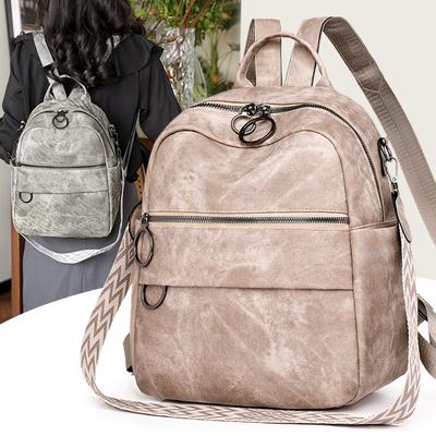 Ladies' Double Shoulder Bag - Matte Vintage Style, Versatile and Simple, New Model, Large Capacity, Casual Student or Travel Backpack