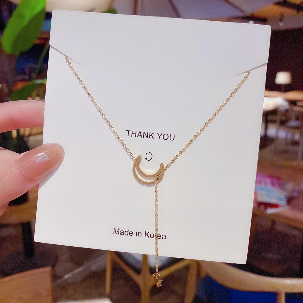 Elegant Zircon Titanium Steel Necklace: Women's Luxury Clavicle Chain with Fashion Pendant