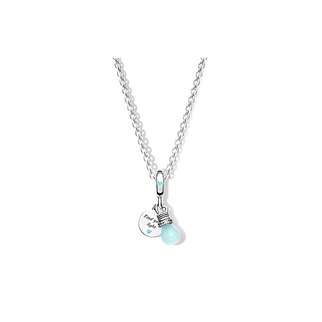 Pandora 925 Silver Night Light Bulb Two-In-One Necklace Set Women necklaces ZT2343 Silver,F