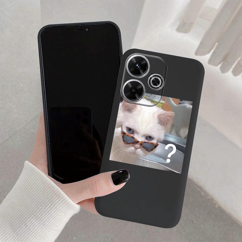 

М який силіконовий чохол Funny Cat для Redmi Note 13 Pro 13C 14 Poco C65 Samsung A55 M35 S24 Xiaomi iPhone Huawei Honor 200 Realme 9 Camera Shockproof Cover Redmi Note 12 Pro 4G чорний
