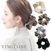 VINGTAINE Simple Faux Hair Scrunchie, Velvet, Piping, Leather, Accessories, Gift, HS-186-MOC