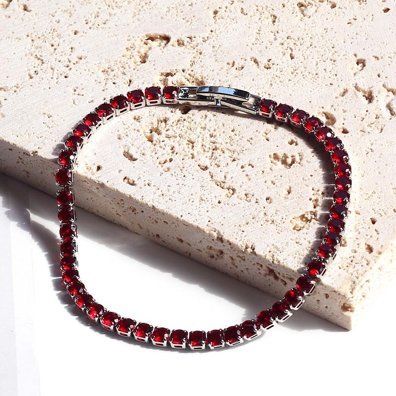 Colorful Crystal Tennis Bracelet for Women Waterproof Multicolor 3MM CZ Wedding Birthstone Hand Chain Jewelry