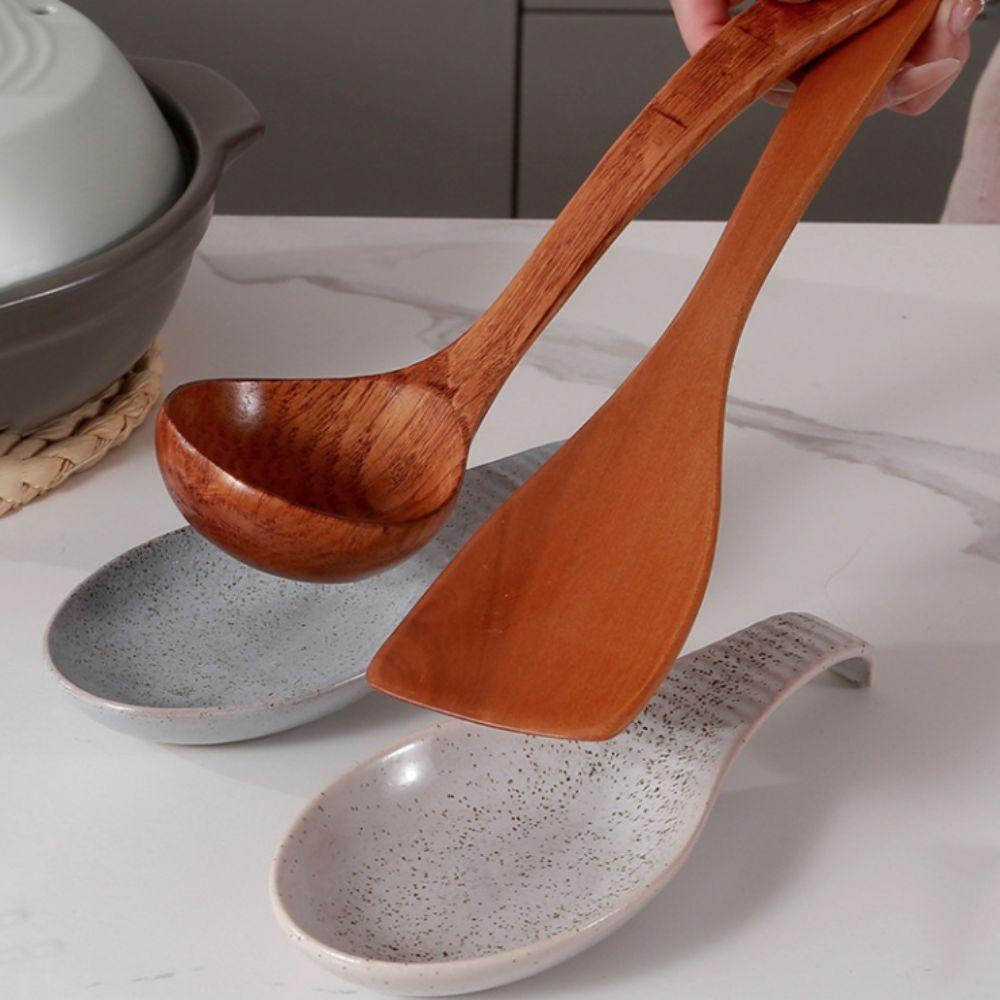 Vintage Keramisk Spatelstöd Anti-halk Textur Redskapshållare Slevhållare Matsalsbord