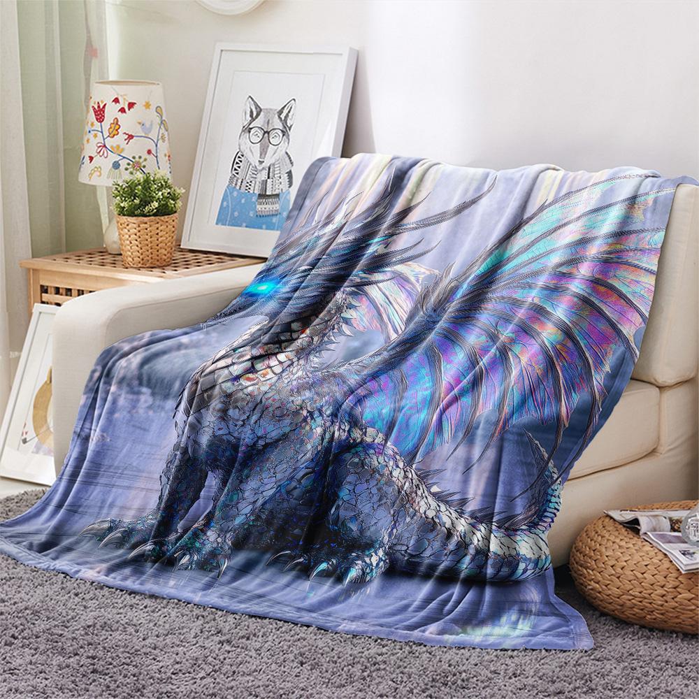 Winged Dragons Print Flannel Blanket, High quality Comfortable for All Seasons, Home Decor, Warmth and Comfort