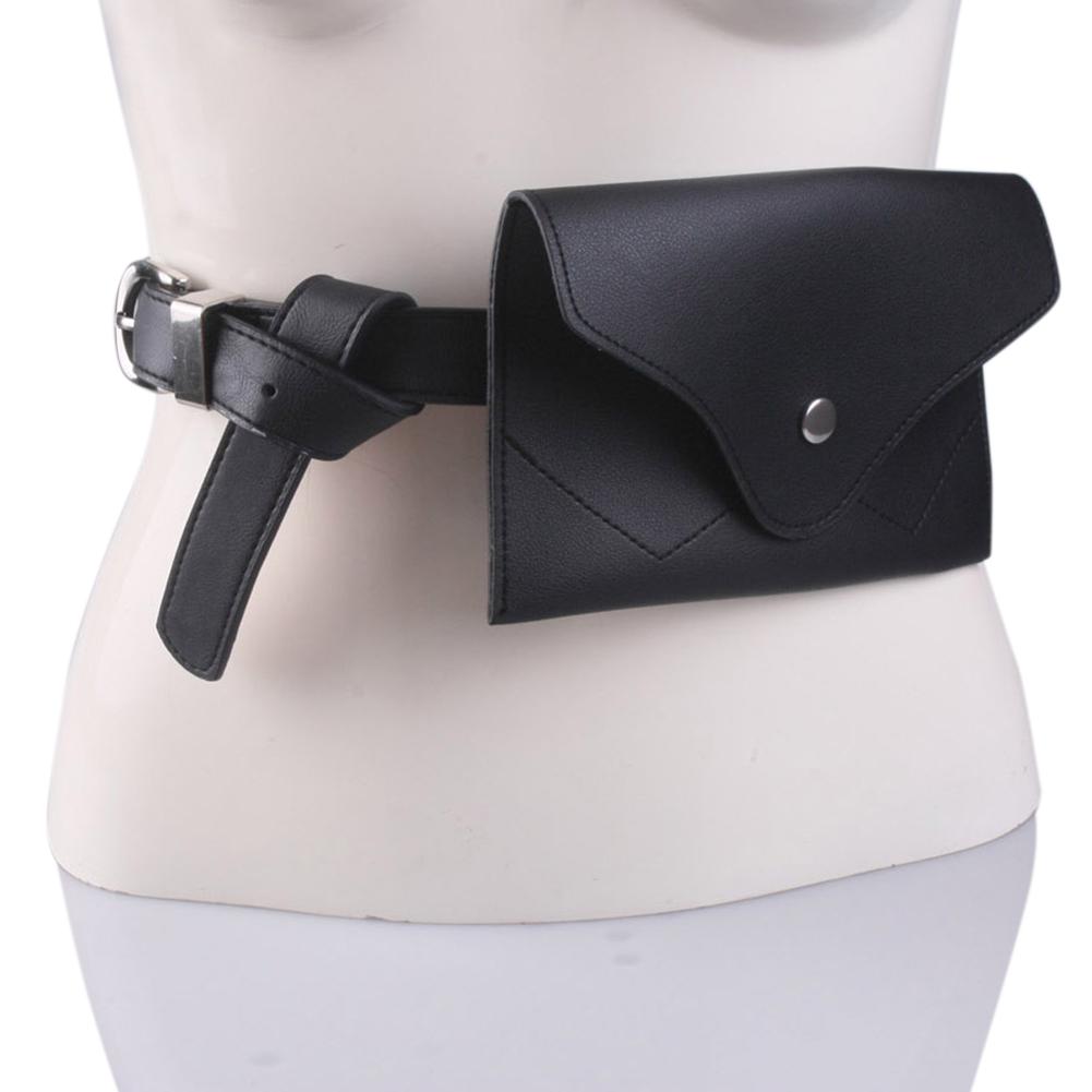 Women Simple Fashion Adjustable Belt Elegant All-match Pin Buckle Waistband with A Mini Bag