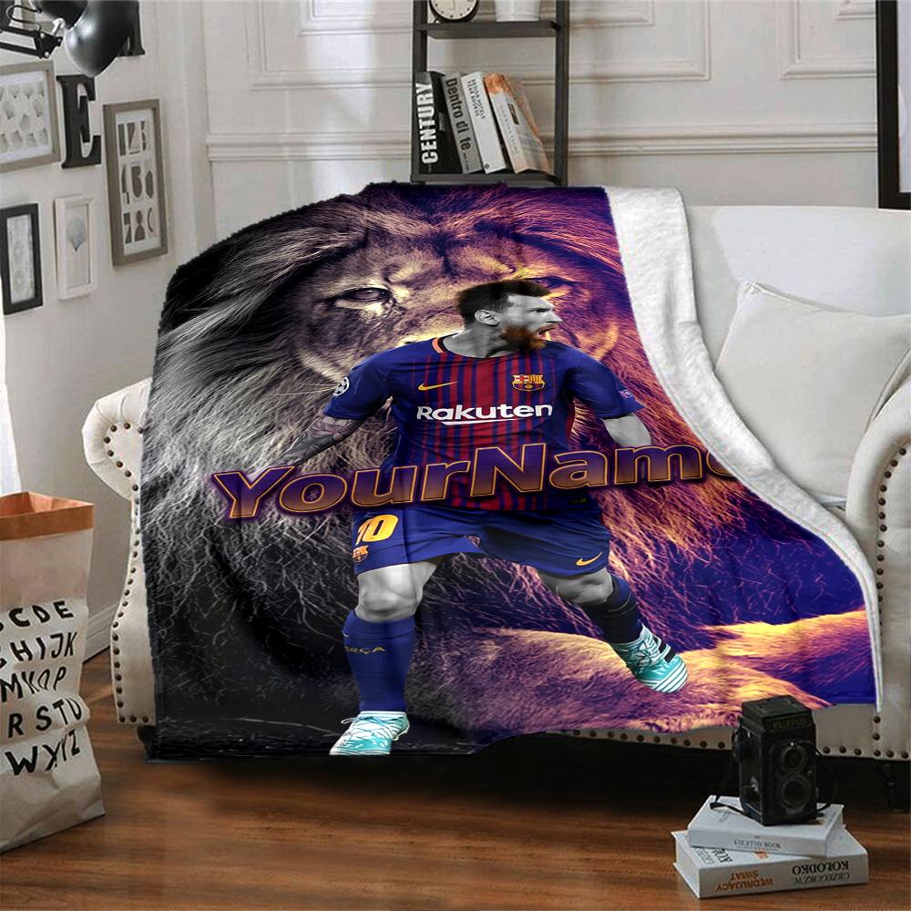 Messi Customize Text Blanket Gift Personalized Blanket Durable Comfort Suitable for Sofa Bedding Office Picnics Ideal for All Seasons