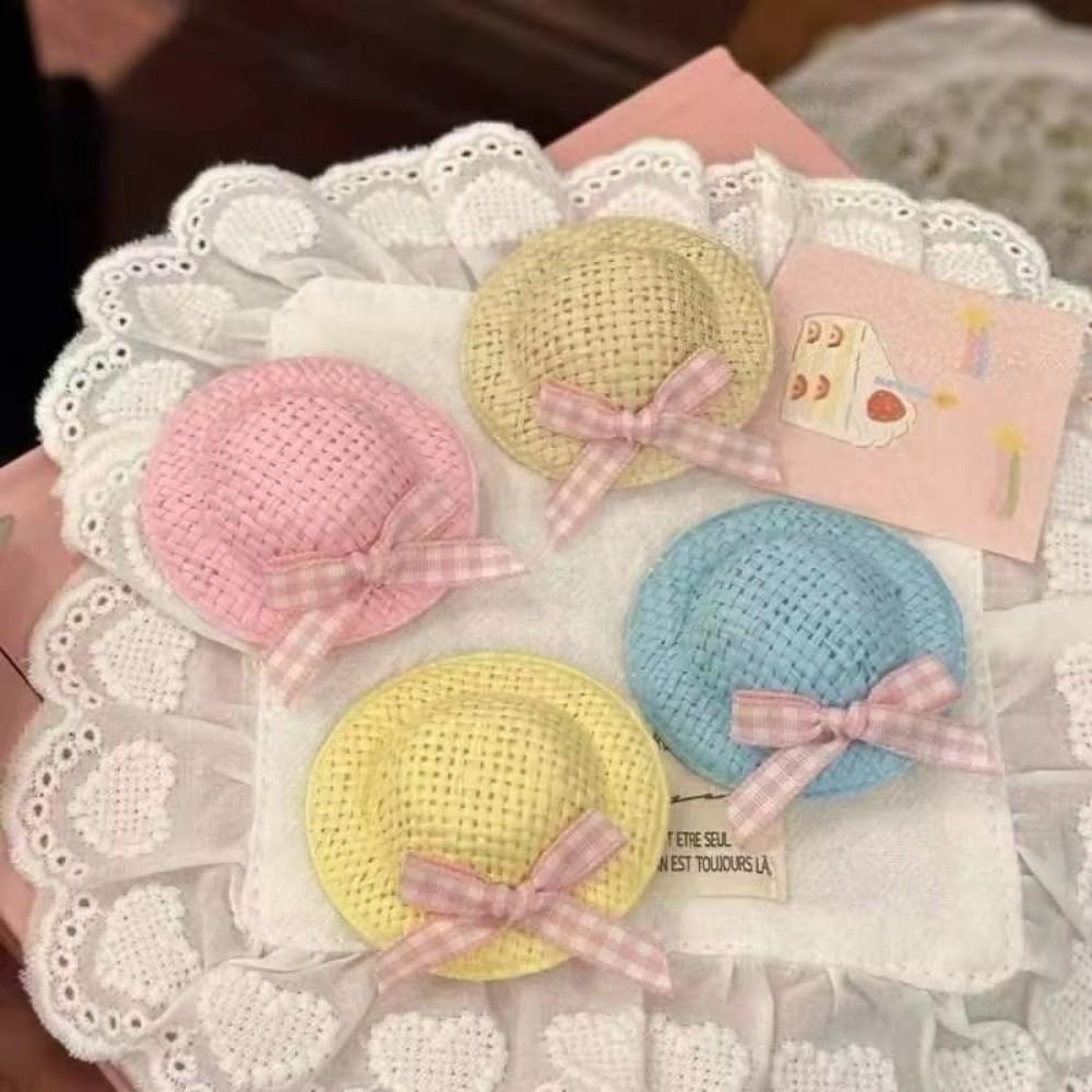 Duckbill Shape Mini Straw Hat Barrettes Handmade Side Hair Clip Hair Accessories Everyday Wear