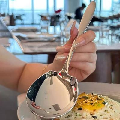 1/2 Stück Edelstahl Löffel Ergonomischer Griff Spiegelpoliertes Design Obstlöffel