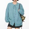 Autumn and winter retro lace-up sweater jacket women's loose lazy style new knitted cardigan top women