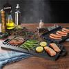 Barbecue tray Cast iron baking tray Outdoor rectangular barbecue pan Steak Barbecue Plate Double sided baking tray Iron plate