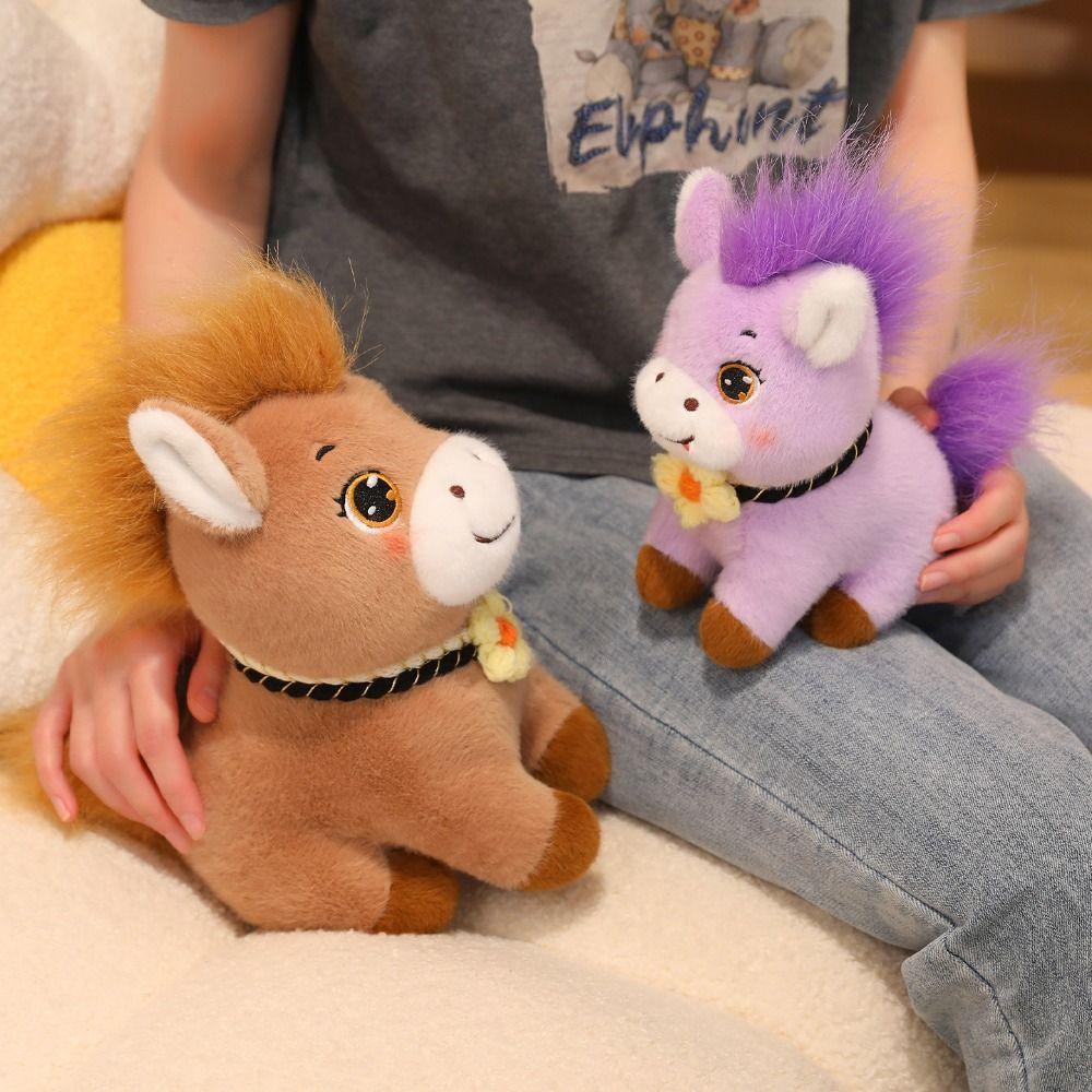 With Flower Horse Mascot Stuffed Animal PP Cotton Horse Plush Doll Pentant  Chinese New Year Gift