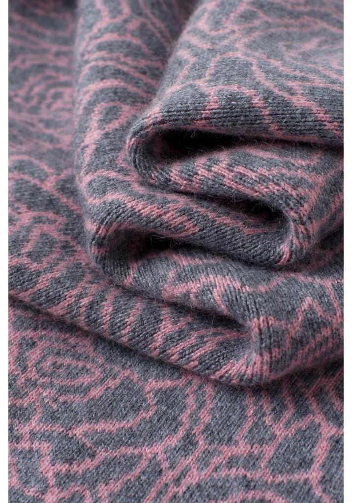 Women's Fashionable Red Pure Wool Jacquard Sweater Coat for Middle-Aged and Elderly Mothers