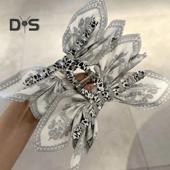 Women Bow Hair Claw Clips Double-sided Cashew Nut Pattern Hair Clip Large Bowknot Hairpins Barrettes for Long Short Hair Accessories