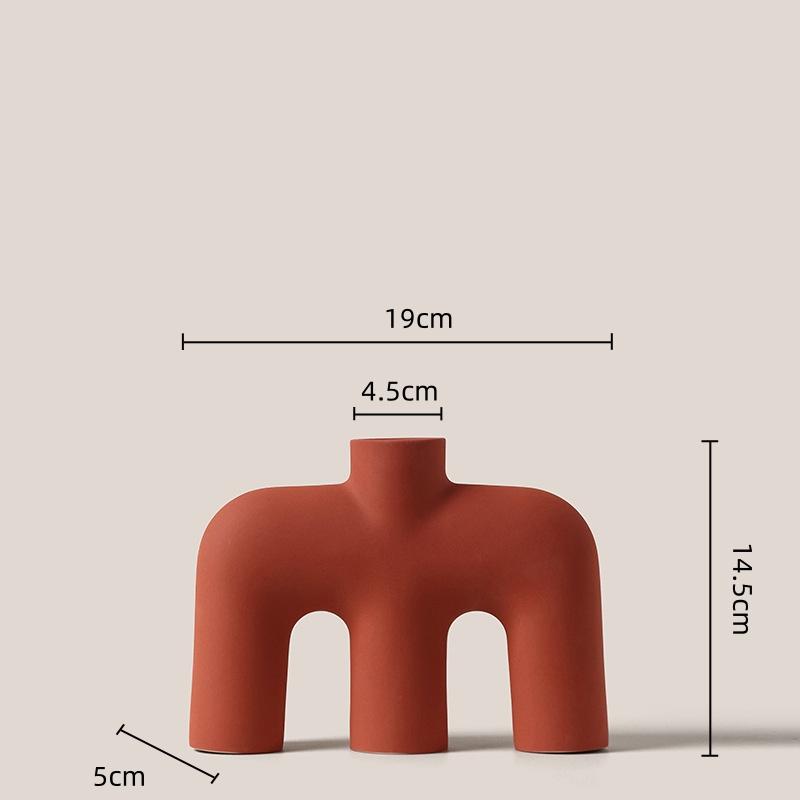 Creative Geometric Pipeline Ceramic Vase Hollowed-out Letters Flower Vase Flower Arrangement Accessories Flowerpot Home Decor