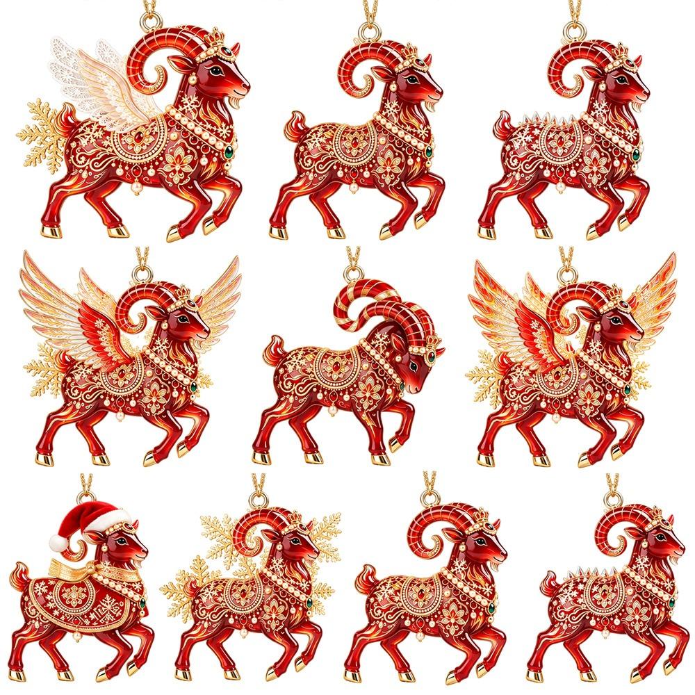 Shining Goat Pendant 2D Flat Animal Hanging Decoration Zodiac Goat Souvenir  Holiday Party Decor