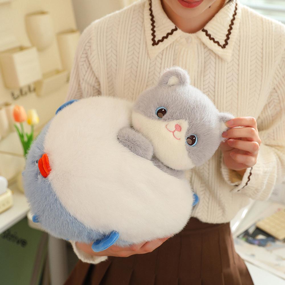 Cute Cat Fish Plush Toys Set Kawaii Stuffed Cat Puffer Animals Plush Doll Throw Pillow Toy Christmas Gifts For Boys Girls
