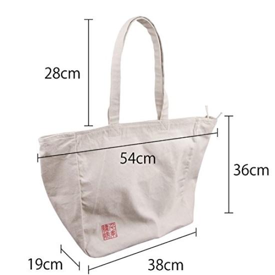Thick Indian cotton canvas natural tote bag red old seal (Senshishuin) (Senshishuin embroidery)
