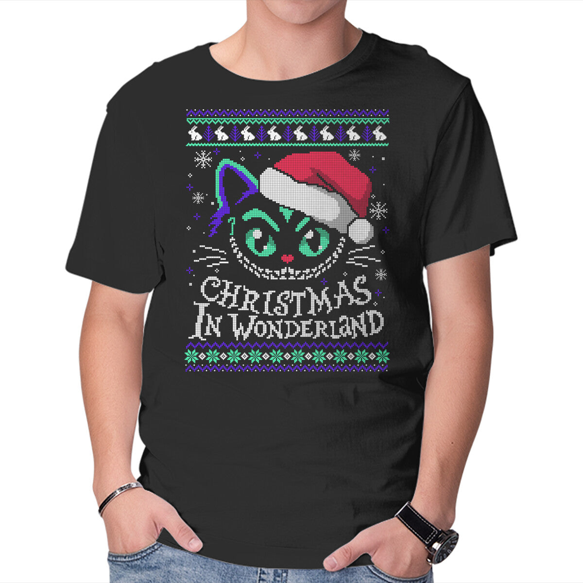 Unisex Crew Neck T-Shirt Christmas In Wonderland Graphic Short Sleeve Casual Tee S