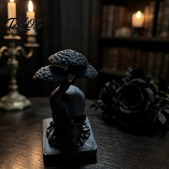 Sturdy Base Display Piece 3D Printed Tree of Life Skull Figurine, Gothic Desktop Ornament for Mysterious Symbolism Gift Friends Home Office