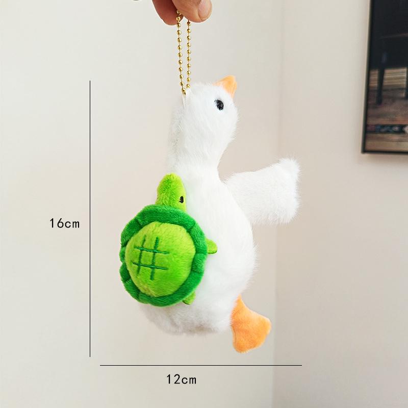 Cute Stretching Big White Goose Keychain Pendant Unzipped Fun Plush Doll Toy Doll Bag Hanging Ornament Doll