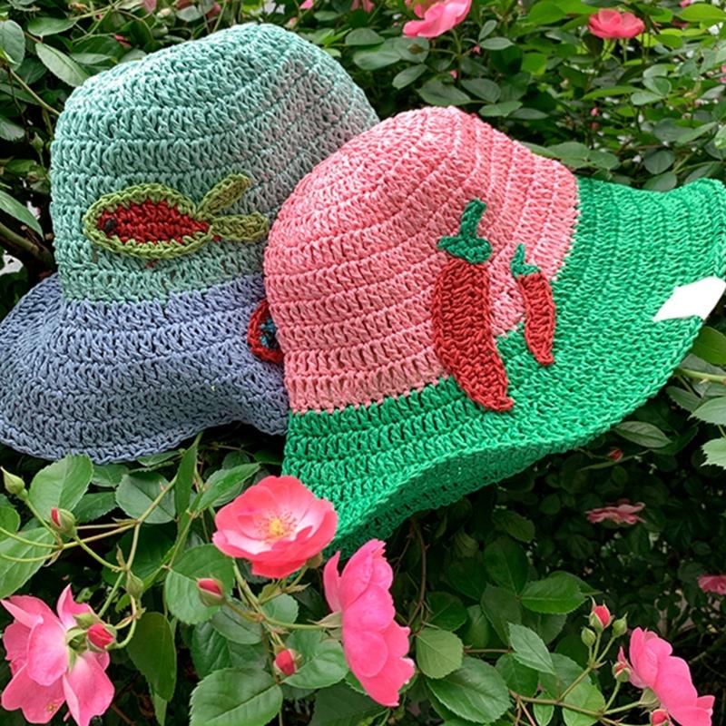 Breathable Bucket Hat for Women Fisherman Hat with Contrast Color Elegant Straw Hat Lady Foldable Floppy Hat for Travel