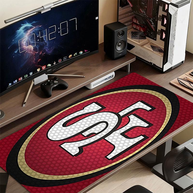 49ers logo Mouse Pad, Large Gaming Desk Mat, Non-slip XXL Mousepad for Laptop & Tablet, Mini PC Playmat with Stitched Edges
