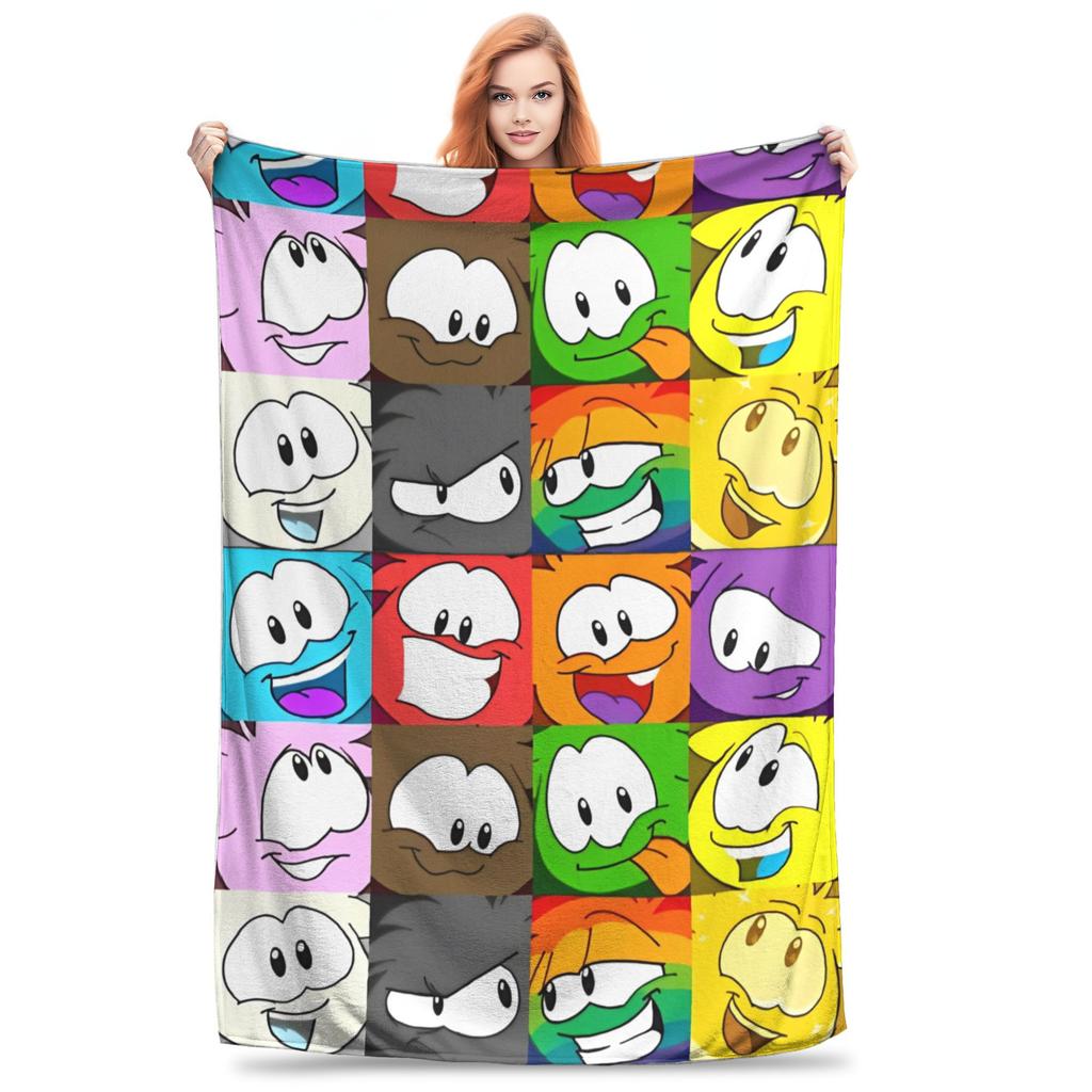 Club Penguin Puffles Pattern  Blanket  Flannel Awesome Soft Throw Blanket for Coverlet All Season,