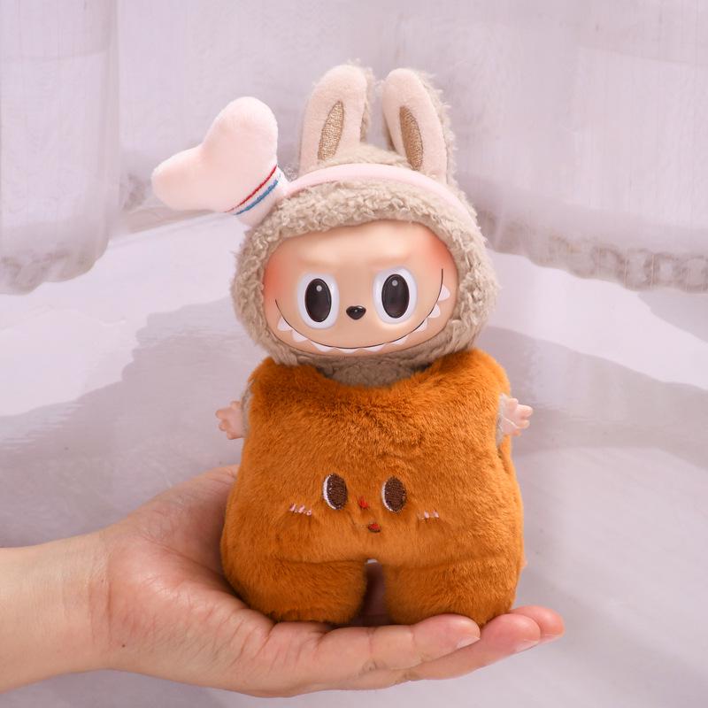 17cm Labubu Changeable Plush Set: Frog, Pig, Pendant, Snowman Doll Outfits for Christmas