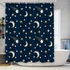 Starry Night Moon Star Print Shower Curtain Waterproof Bath Decoration for Home Decor Navy Blue White