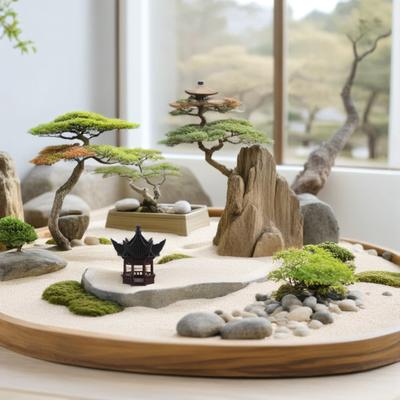 Kompaktes Mini-Landschaftsornament Elegantes Altes Hofdesign für Schreibtisch Kaffeetisch Mini-Gartendekoration