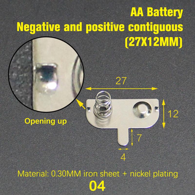 10Pcs Spring Sheet12*10/12Mm Contact Sheet Aa Battery Box Positive And Negative Sheets 0.3Mm Iron+Nickel Plating Aa Battery Spring