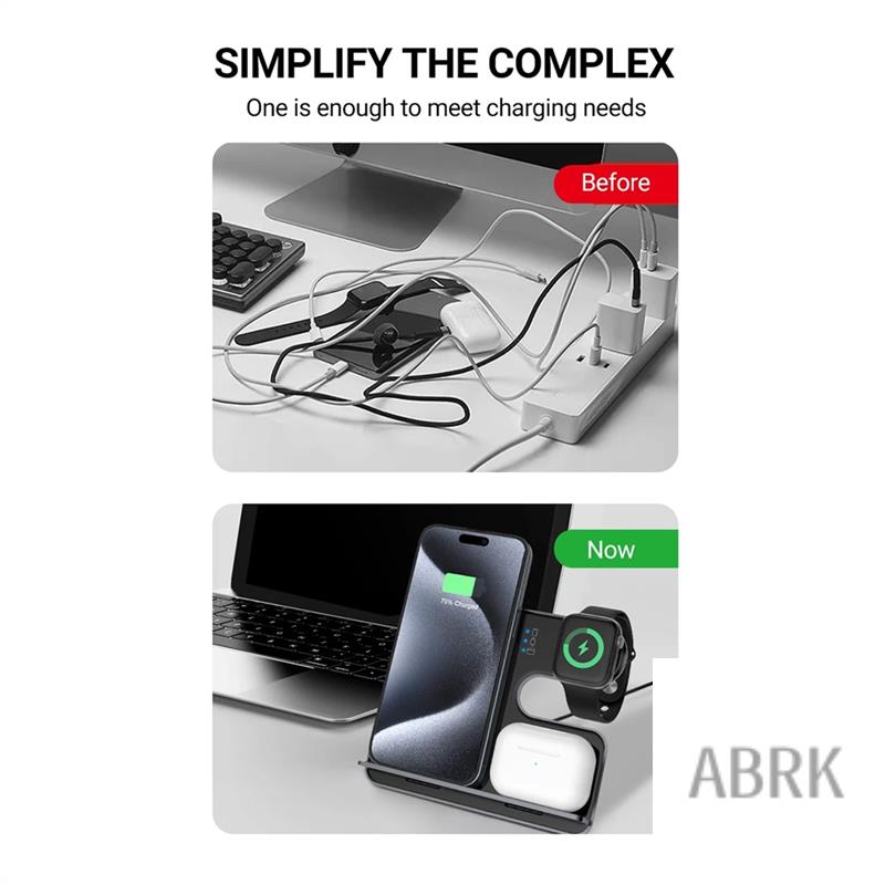 

3 In 1 Wireless Charger,Detachable Maghnetic Wireless Charging Suitable For Mobile Phones/Watches/Headphones чорний