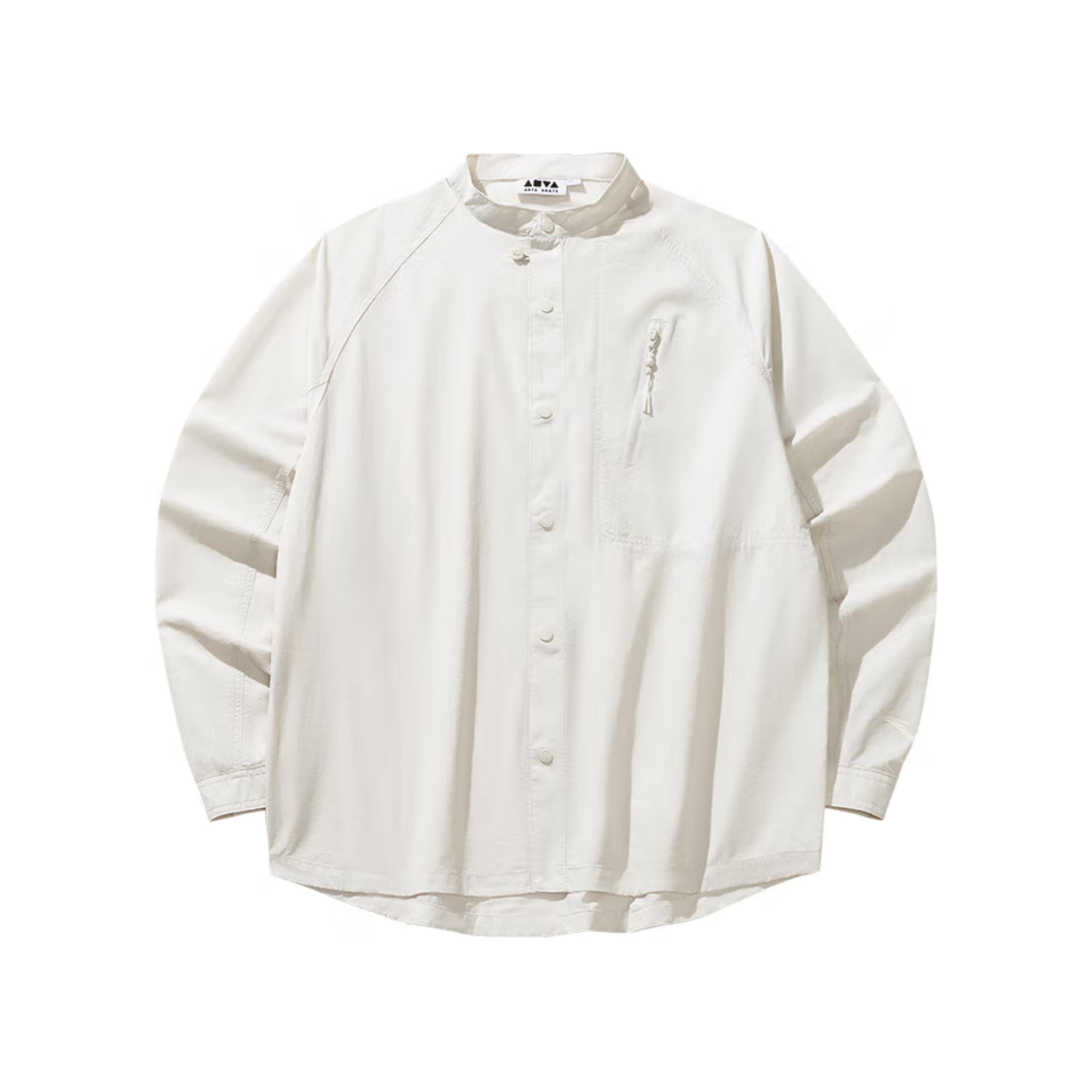 

Anta Повседневная рубашка с длинным рукавом, воротником-стойкой и вышивкой, унисекс, цифрово-туманно-серая 172548101R-1 S