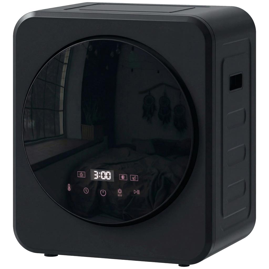 Vented Tumble Dryer, 4 Kg Front Tumble Dryer with Stainless Steel Tub, 800W Compact Freestanding Black