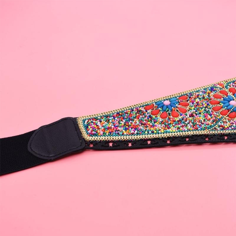Bohemian Multicolored Beaded Belt Handwoven Adjustable Waistband For Women Ethnic Style Festival Accessory