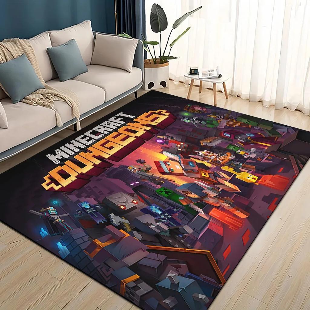 3D S-Sandbox Game  Cartoon Area Rug Large,Carpet Rug for Living Room Bedroom Sofa Doormat Decoration,kid Play Non-slip Floor Mat
