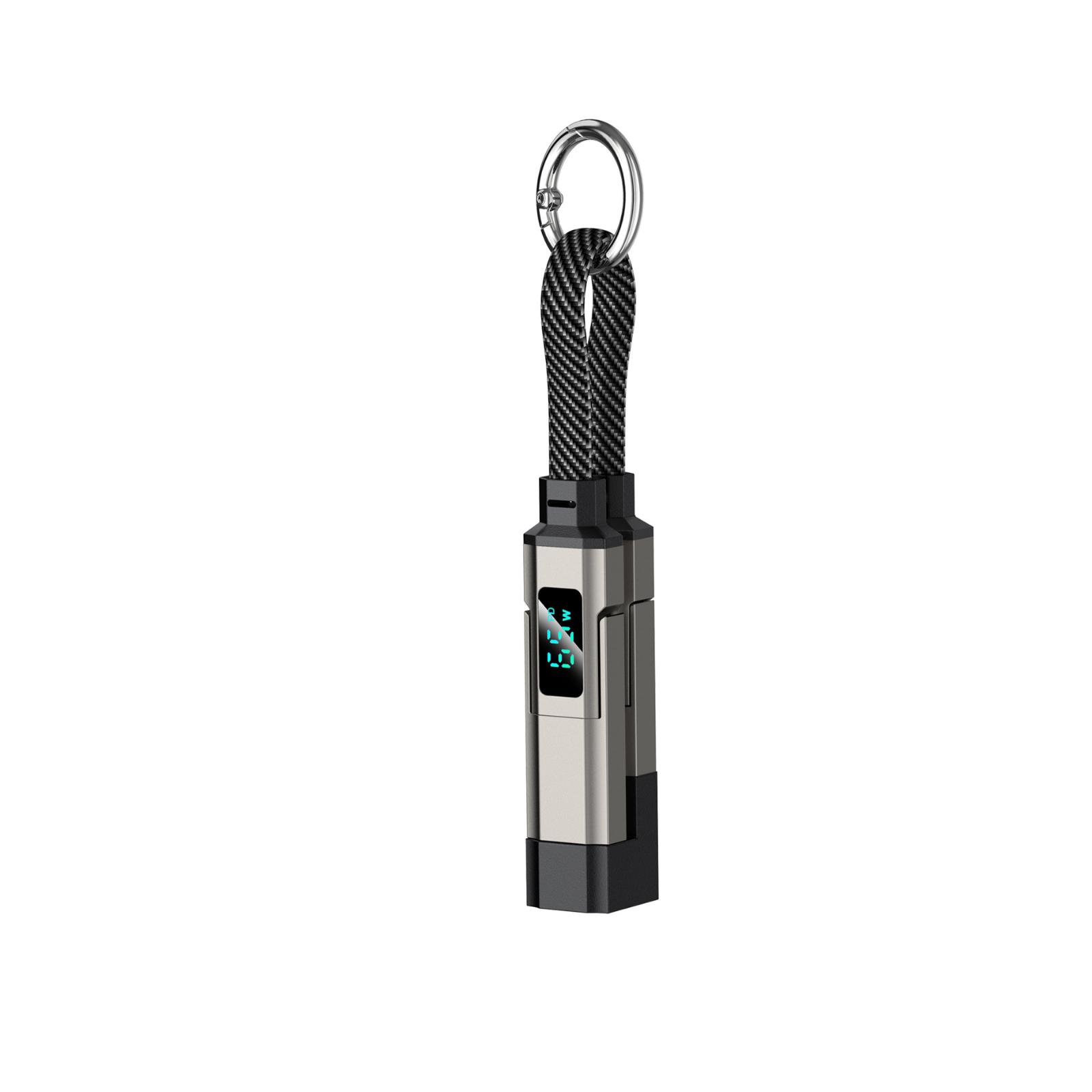 

65W 4-in-1 Keychain Data Cable - Retractable Charging Cable With Digital Display, Suitable For Mobile Phones And Laptops, Portable EDC Gadget. One Size чёрный
