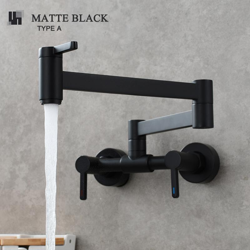 

Square Three-Switch Hot And Cold Kitchen Faucet Into The Wall Folding Mixing Valve Home Bathroom Washbasin Black Fauce