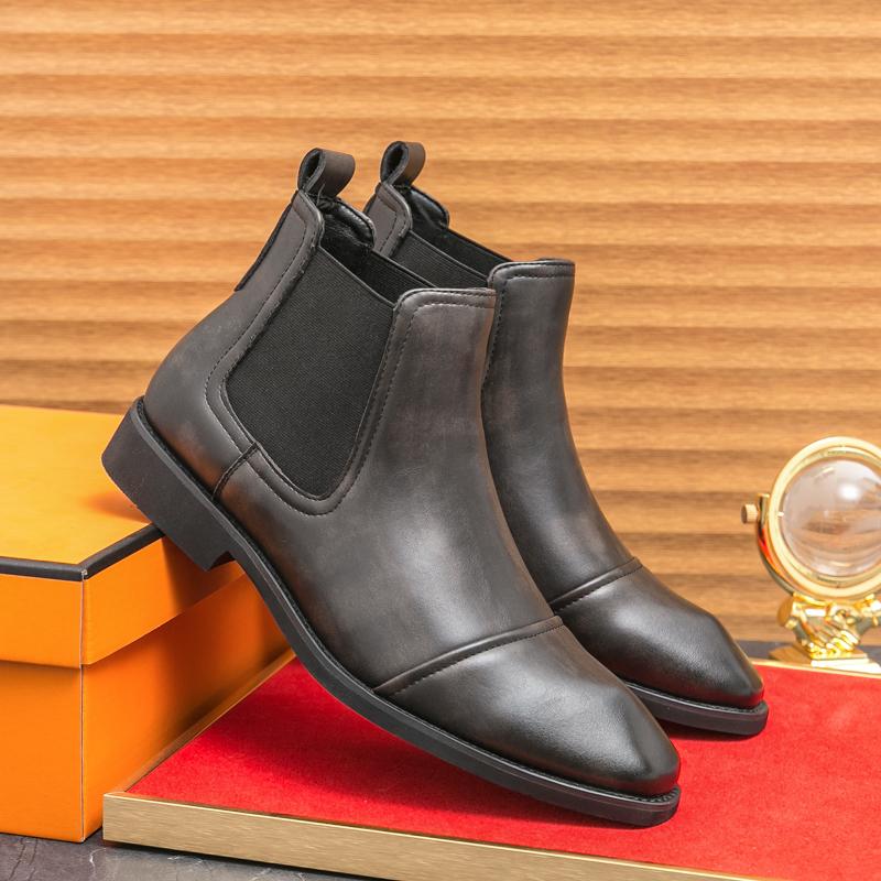 

Men’s High Chelsea Boots Dress Formal Black Leather Ankle Boots Tuxedo Wedding Shoes Plus Size EU:38 чорний
