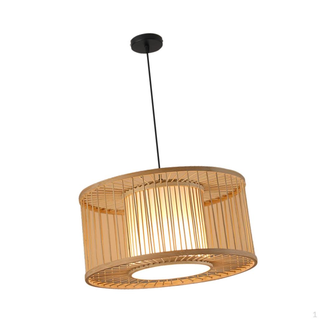 Bamboo Woven Pendant Lamp Light Rustic Weave Ceiling with Adjustable Cord for