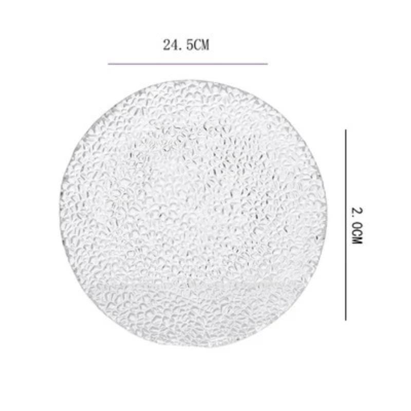 

9,5 дюймов, Обеденные тарелки из стекла с тиснением «Капля дождя», Креативные подстановочные тарелки, Блюдо для сервировки шведского стола, для десерта, торта, свадьбы 9 inches