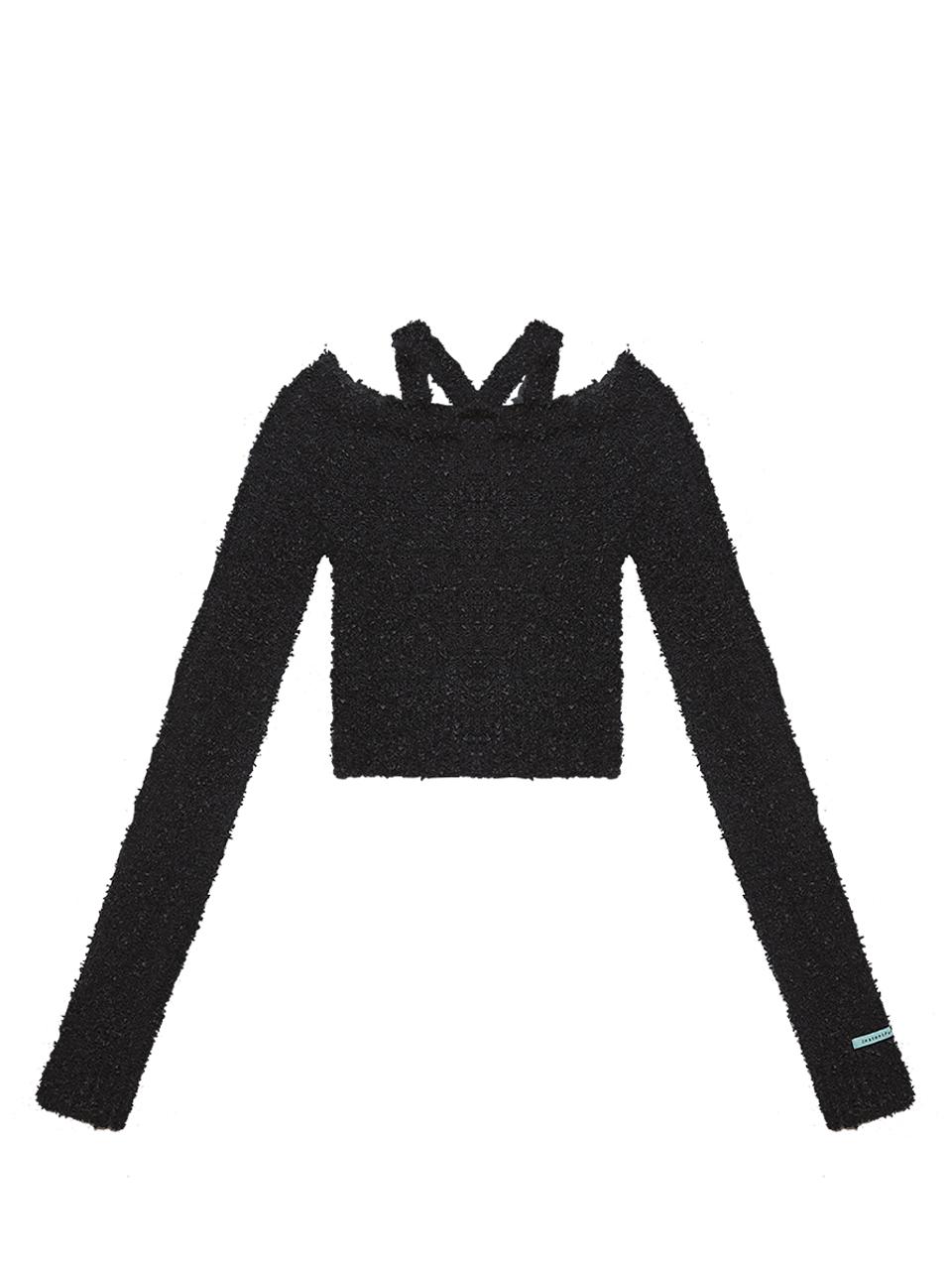 Instant Punk Off-Shoulder Halter Neck Knit - Black Black/Free